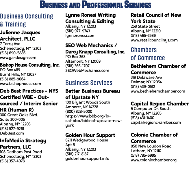 Business and Professional Services Business Consulting & Training Julienne Jacques Architect, PLLC 7 Terry Ave Schene...